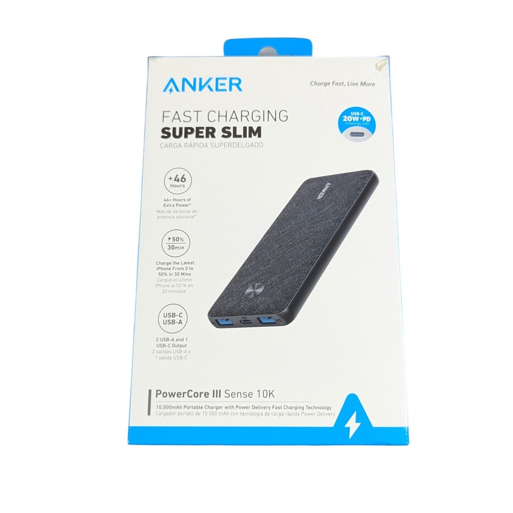 Aa9O Anker 10000 mAh Fast‎ Charge Power Bank Dual USB, USB-C - A1248 Slim Design